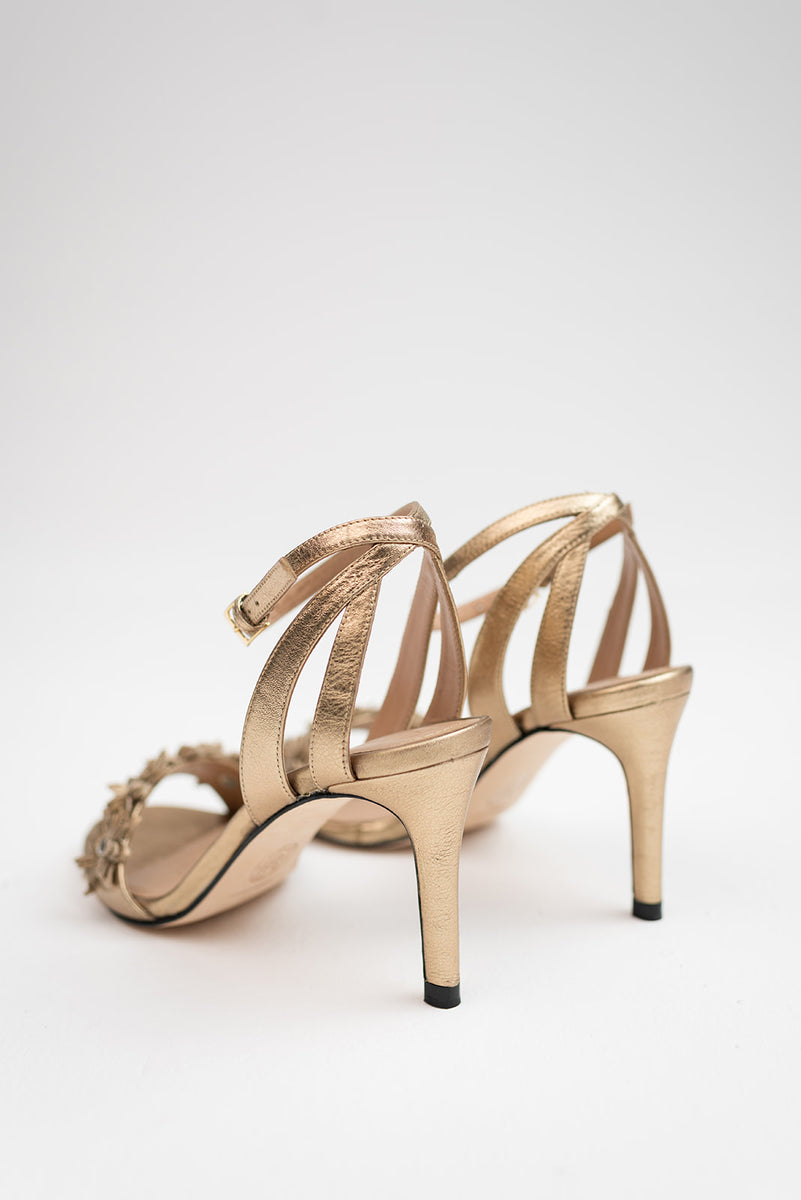 Lucia Gold Floral Sandal Alma Caso Lucia Gold Floral Sandal Alma Caso