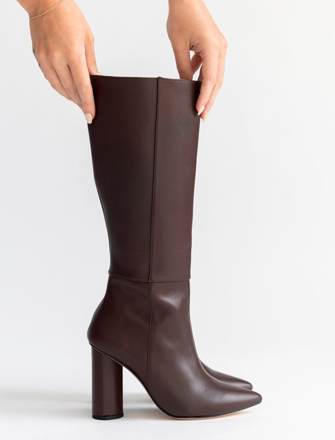 Celina Tall Boot  Dark Brown Shoes Alma Caso